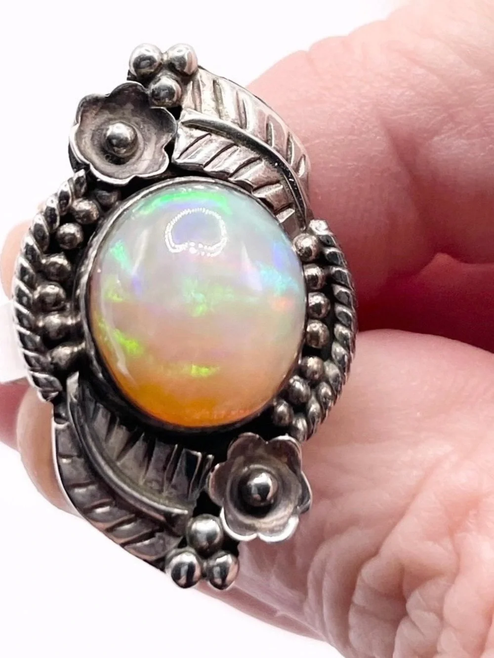 Size 6 Ethiopian Opal 925 Sterling Silver Ring